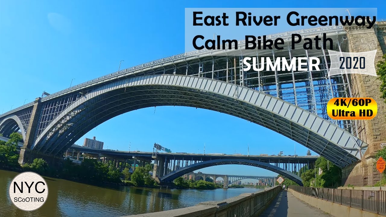 4k60 New York Cycling Path: East River Greenway Bike Path along FDR Drive (2020)