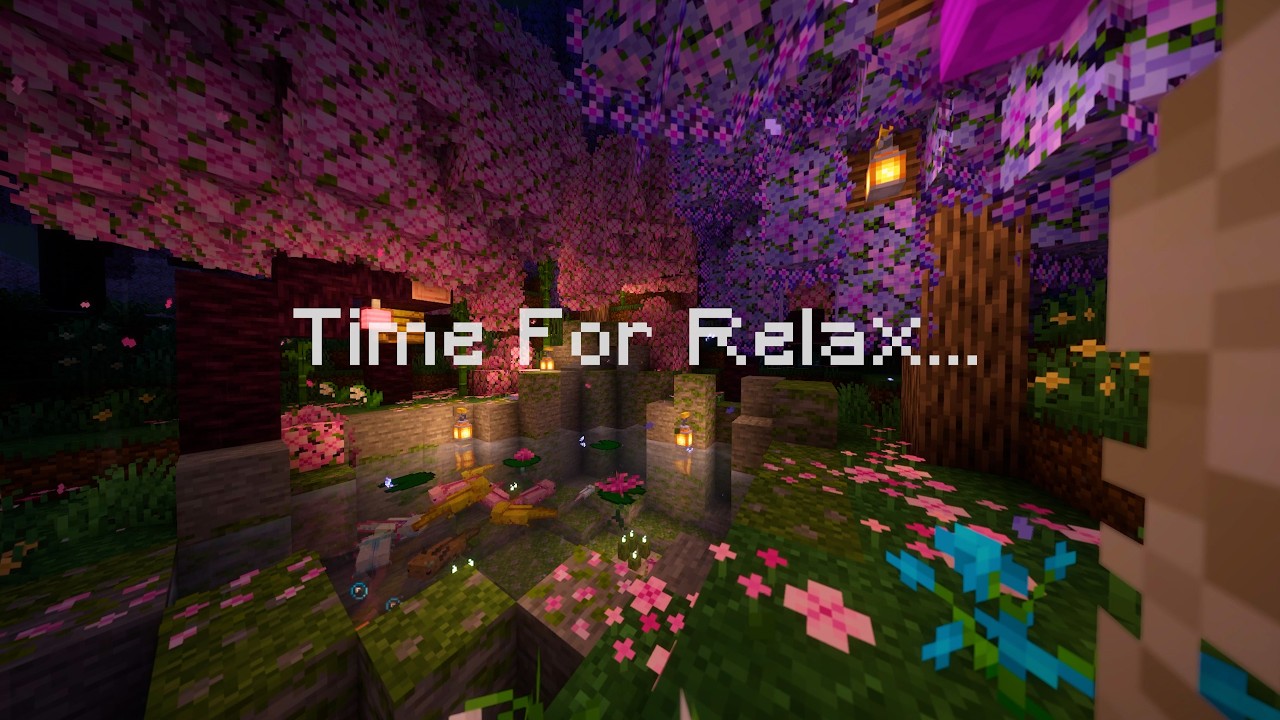 Minecraft Sleep Ambience 🌸 Cherry Blossom Rain & Soft Music | Pluie & Détente