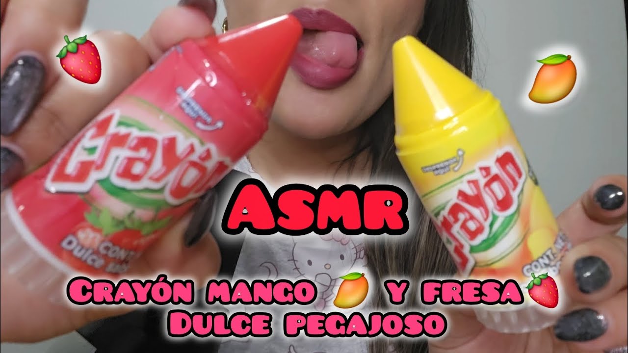 ASMR | CRAYON MANGO Y FRESA| PEGAJOSO | RELAJACION EXTRMA #asmr