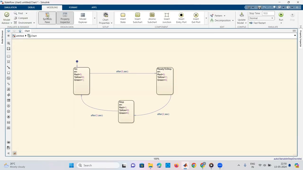 State Flow in MATLAB Traffic Light Signal