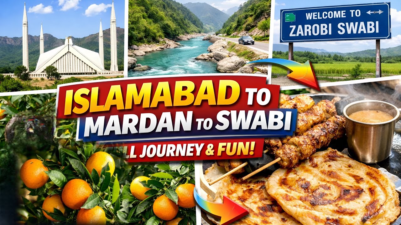 Islamabad to Mardan, Swabi & Zarobi | Friends |Riverside Fun, Fresh Oranges & Chai Kabab ☕🍊