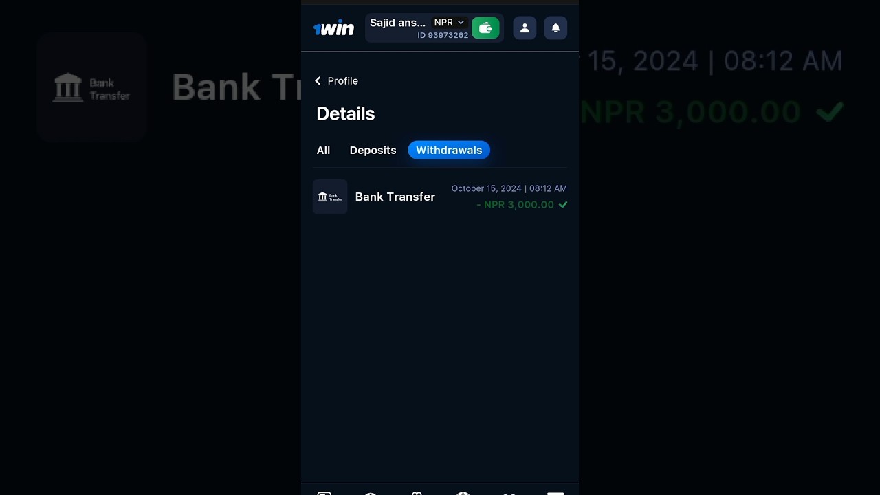1win app ||Live withdrawal proved || #1win #1winapp#nepal #newearningapp #esewa_earning_app #1xbet