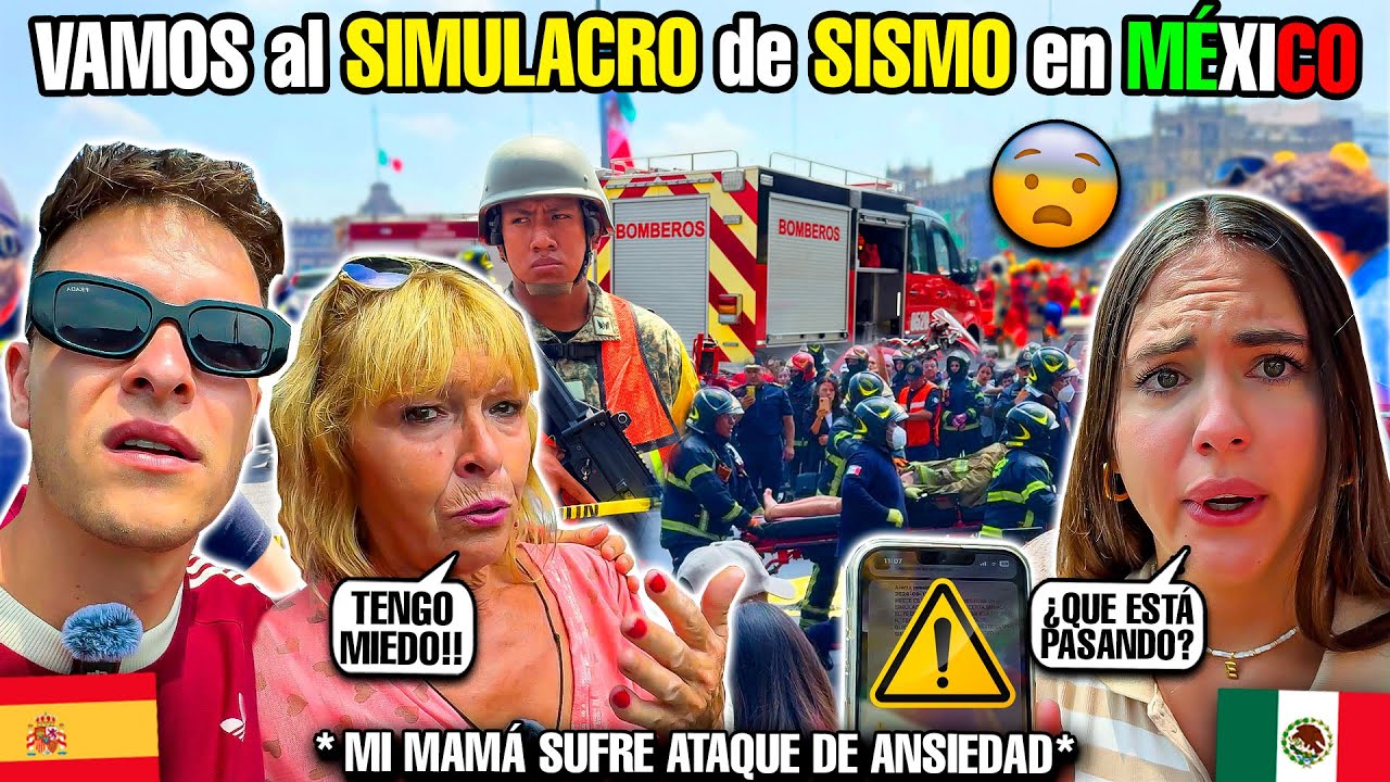 😰MI MAMÁ PASA MUCHO MIEDO en el SIMULACRO de SISMO en MÉXICO 🇲🇽