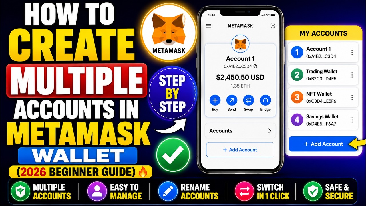 How To Create Multiple Accounts In MetaMask Wallet (2026 Beginner Guide) 🔥