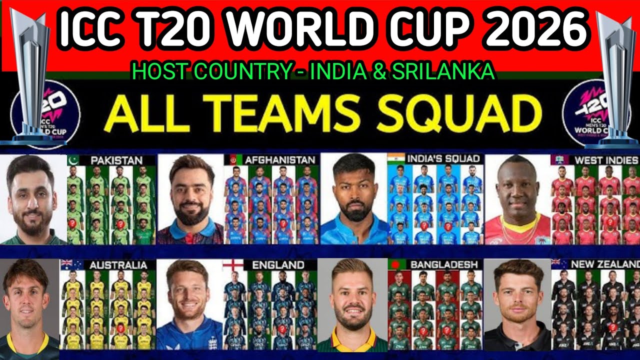 T20 World Cup 2026 Squad | ICC Men's T20 World Cup Standings | ICC Men's T20 World Cup Squad 2026