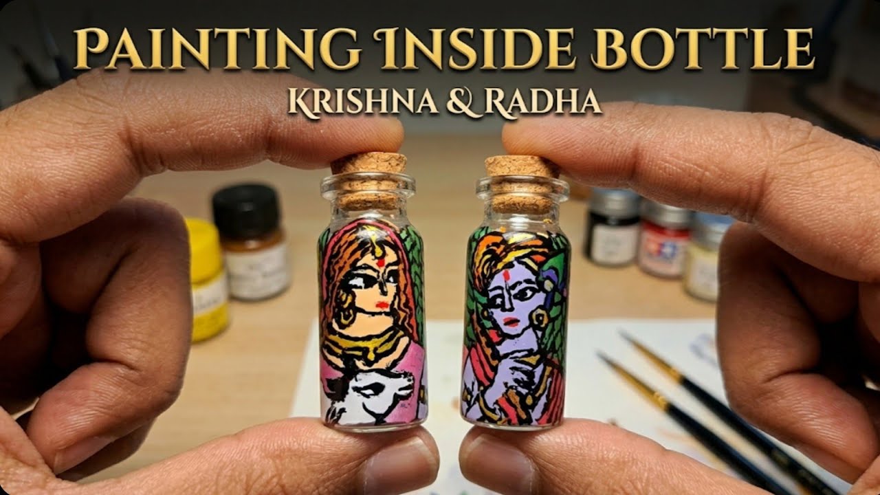 Krishna Radha Painting Inside Miniature Bottle | Inner Painting | Unique Bottle Art | Moses Godinho