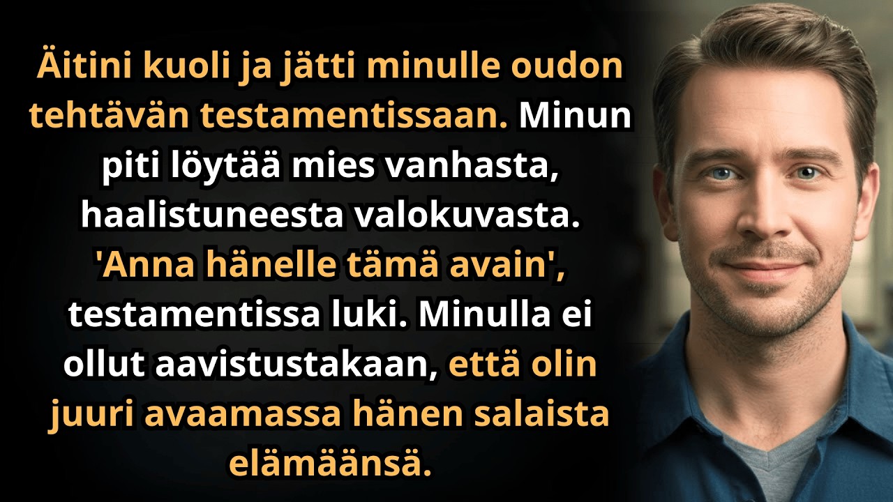 Äitini kuoli. Hänen testamentissaan oli viimeinen, outo pyyntö: Etsi mies tästä valokuvasta.