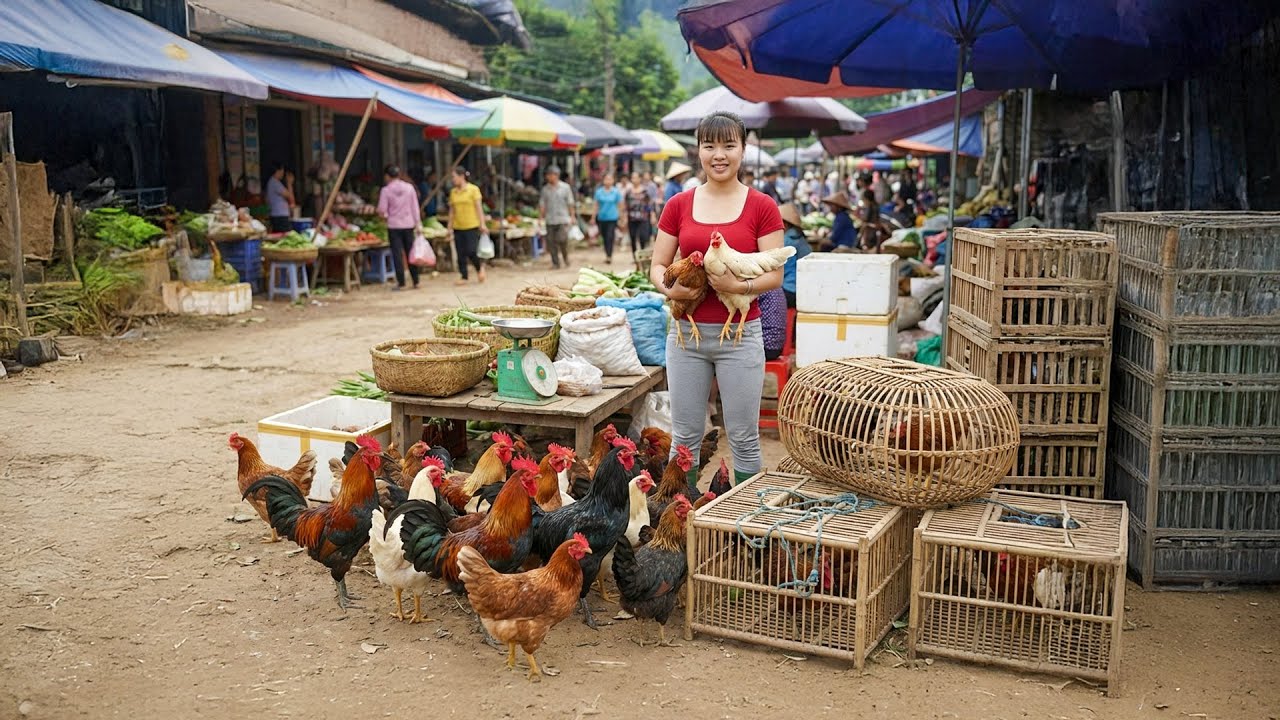 Vida tranquila en la granja | Recolectando gallinas — Llevarlas al mercado rural para vender