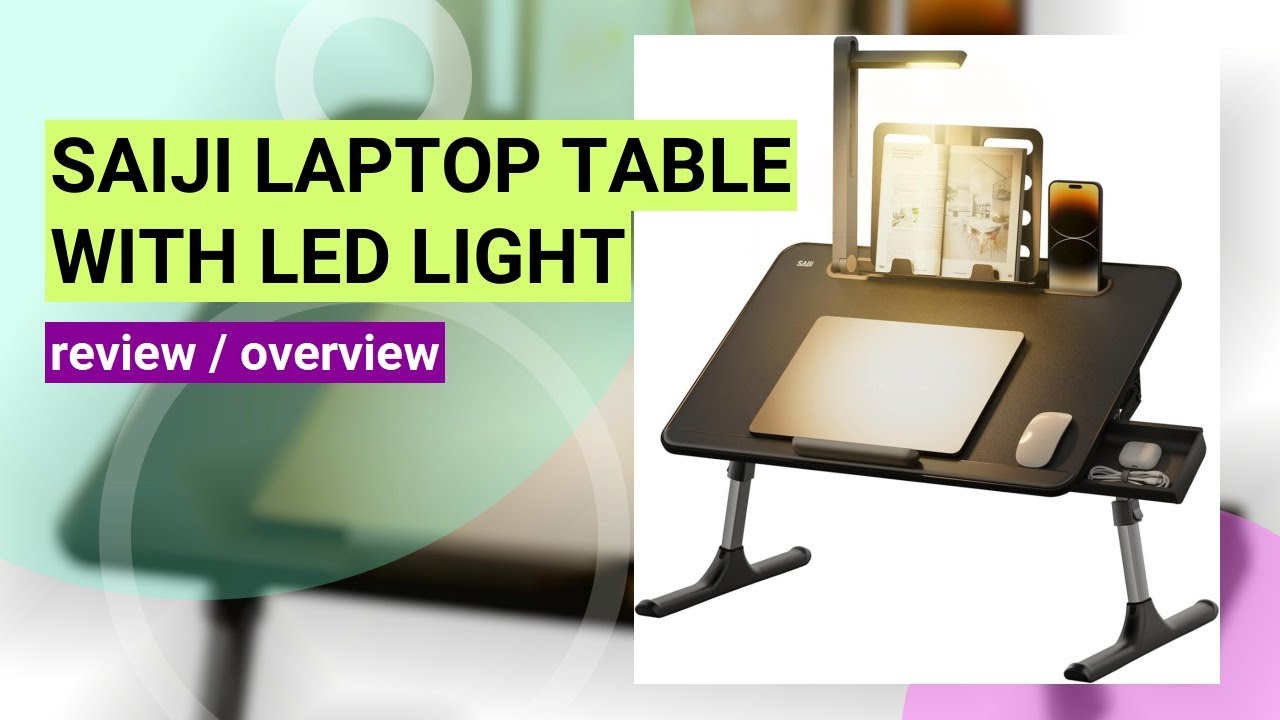 SAIJI Laptop Table Review: The Ultimate Bed Desk with LED Light!