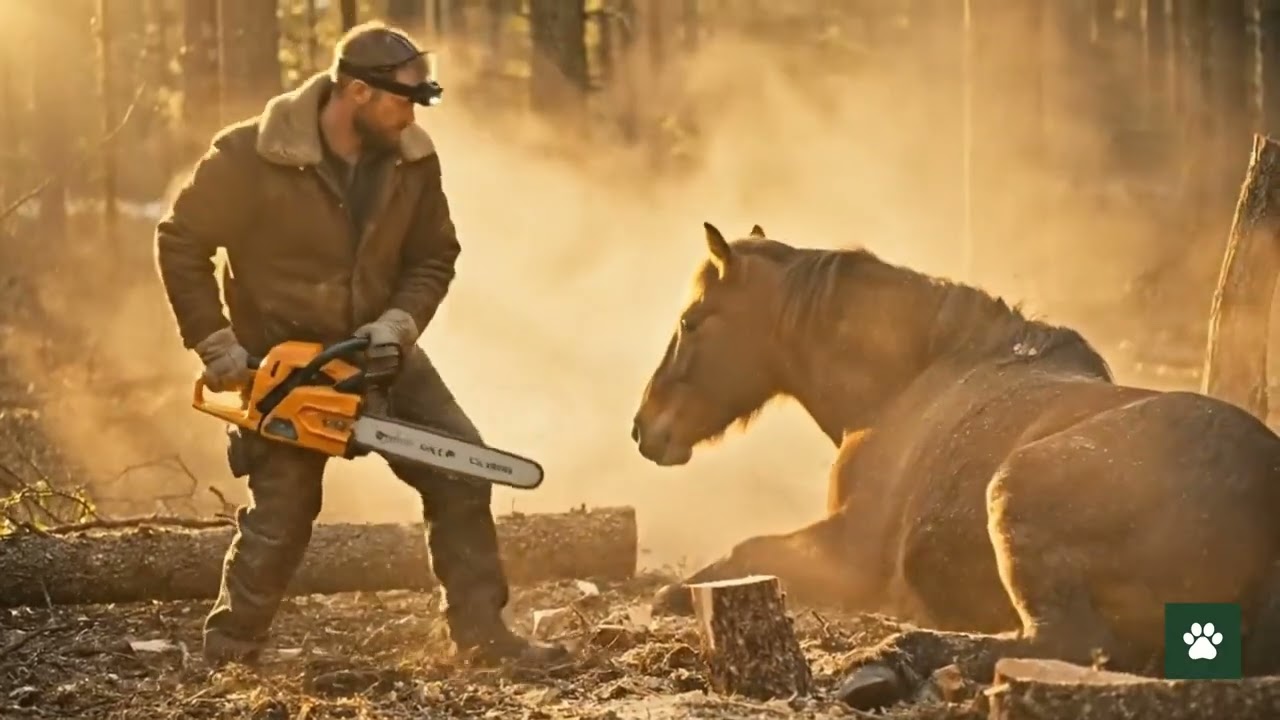 Rescue Horse – A Brave Man Saves a Trapped Horse in the Forest 