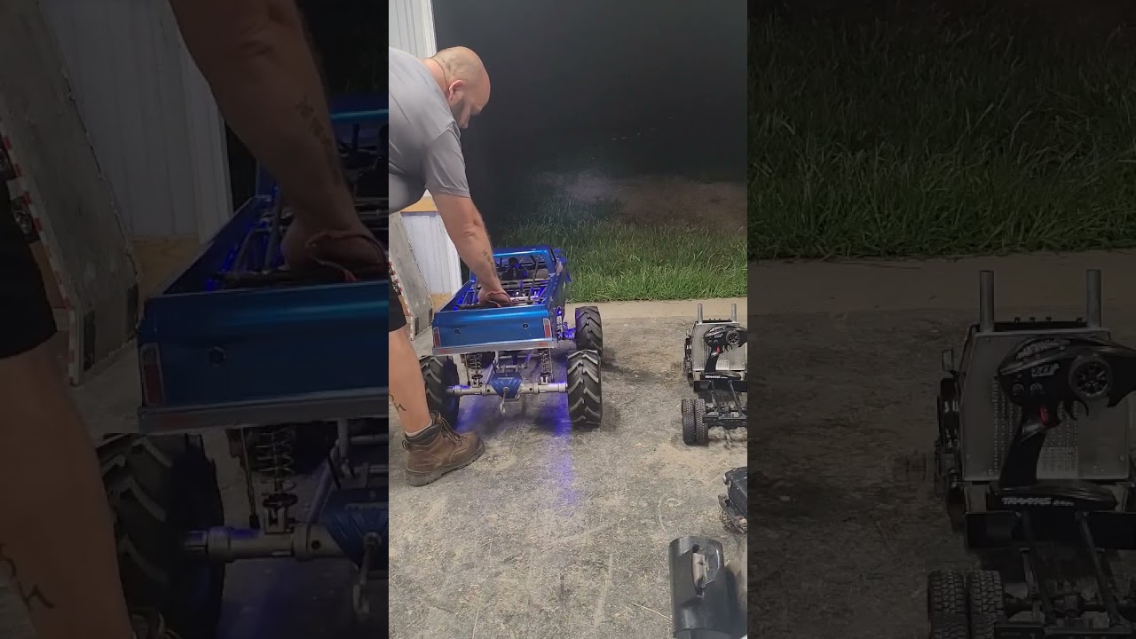 one pull start primal rc mega truck massive 2 stroke burnout