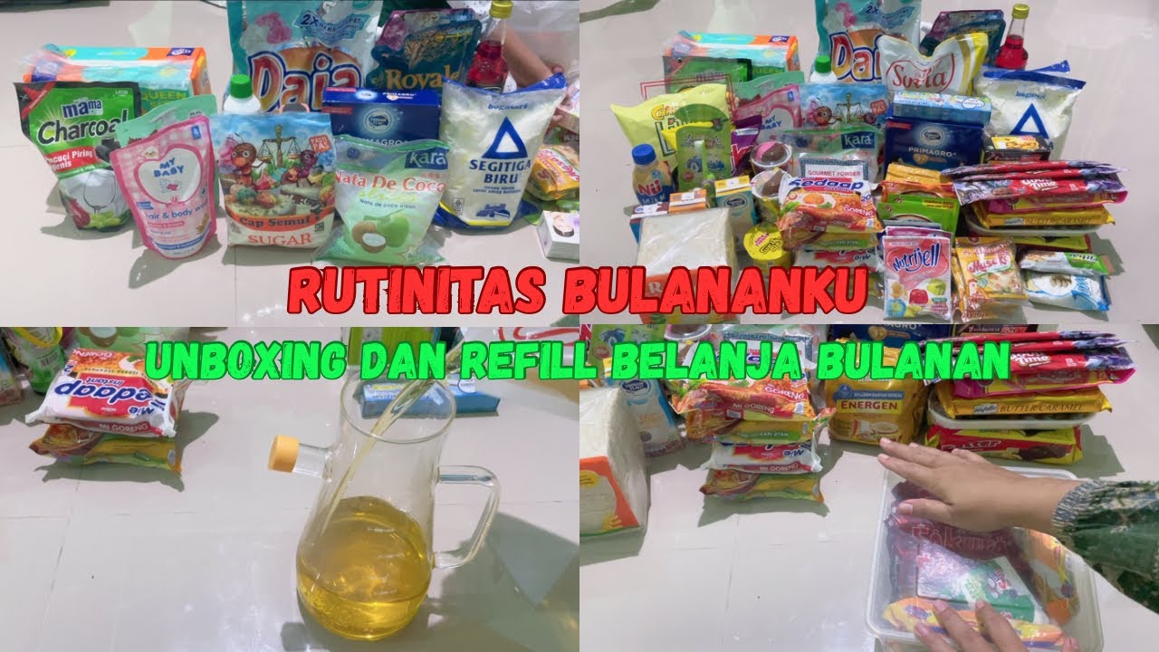Rutinitas malam IRT || Unboxing dan refill belanja bulanan || 