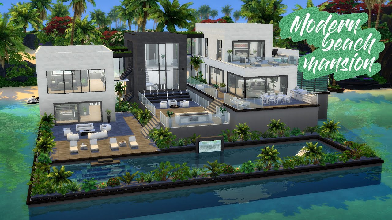 СОВРЕМЕННЫЙ ПЛЯЖНЫЙ ОСОБНЯК (Вилла миллионера) | [Без CC] Sims 4 Быстрая сборка