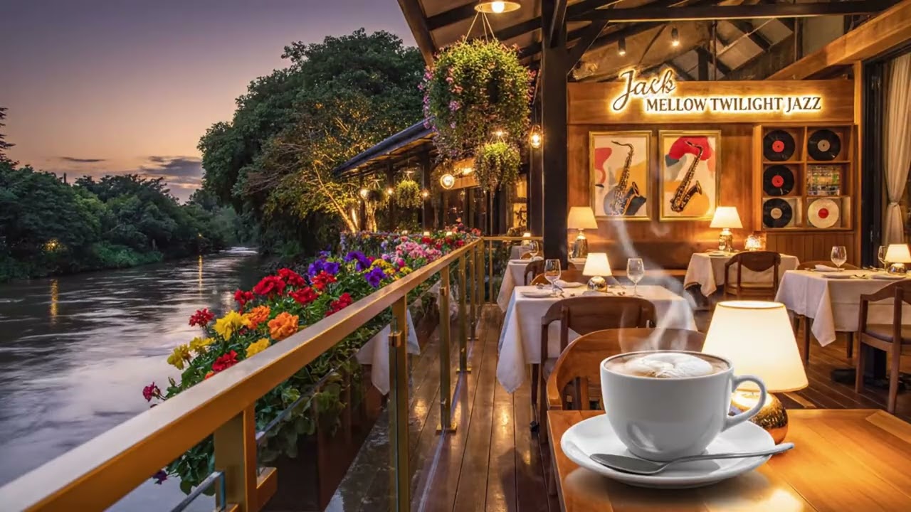 Riverside Spring Jazz ☕🌷 Romantic Cafe Piano 4K for Concentration Sleep & Chill Vibes