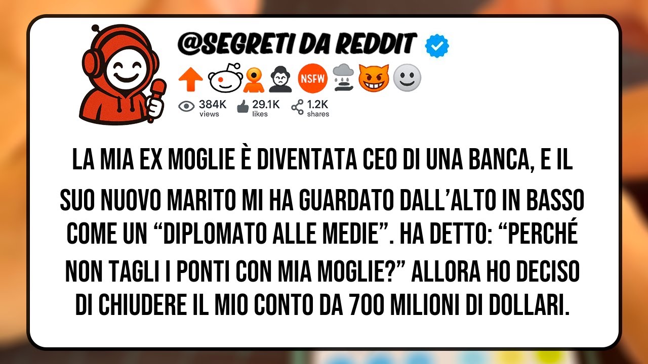 LA MIA EX MOGLIE È DIVENTATA CEO DI UNA BANCA E IL SUO NUOVO MARITO MI HA GUARDATO