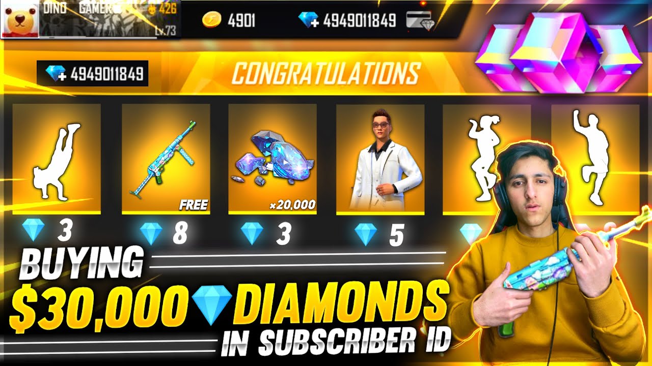 Buying 30,000 Diamonds & Dj Alok And Every Emote 😍From Store In Subscriber Id - Garena Free Fire