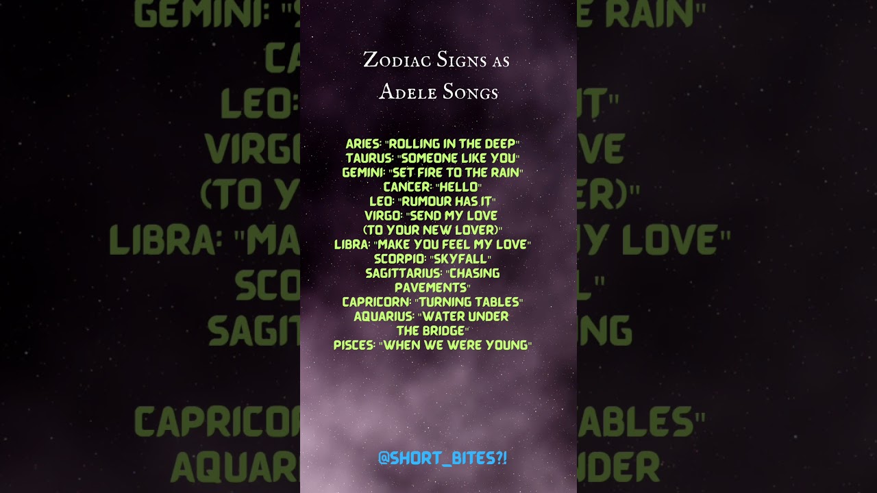 Zodiac Signs as Adele Songs