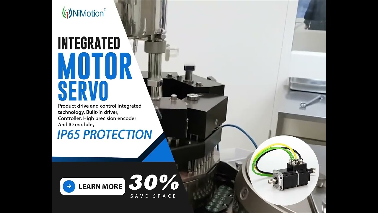 PMM Integrated Servo motor,save 30% space,CANopen/RS485/EAT,built-in driver,encoder and I/O,IP65