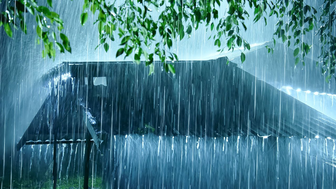 Cure Insomnia and Fall Asleep in 3 Minutes | Very Heavy Rain & Strong Thunder in Farmhouse