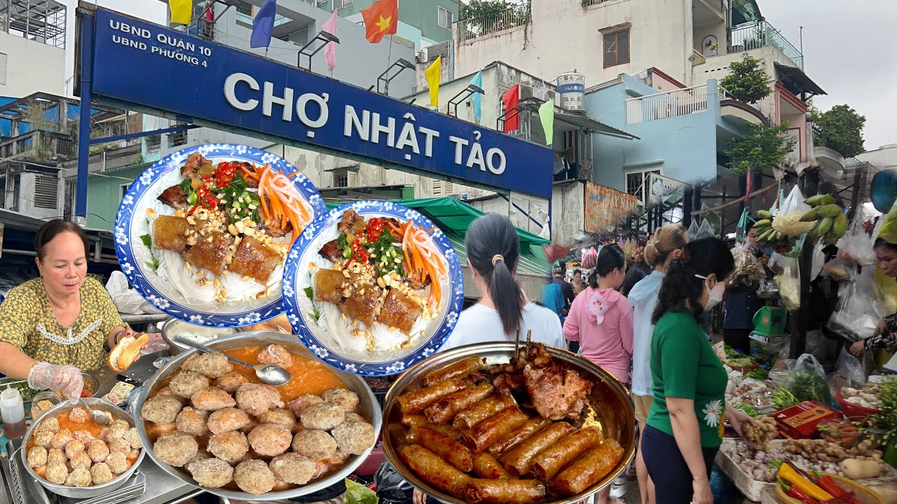 Bất Ngờ Chợ Nhật Tảo Của Người Hoa Thưởng Thức Bún Thịt Nướng Ngon Nhất Sài Gòn | SaigonMarket