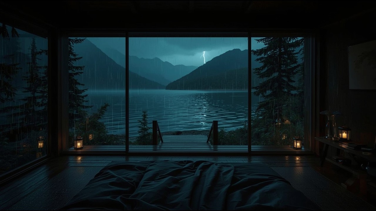 Spring Rain Drifting Over a Quiet Lakeside Cabin 🌧  | Relaxing Night Sounds for Deep Sleep #4T