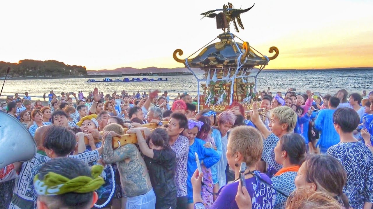 2025.8.27 藤沢 片瀬諏訪神社 例大祭 浜降式 どっこい神輿 甚句のシーン 神奈川県 藤沢市