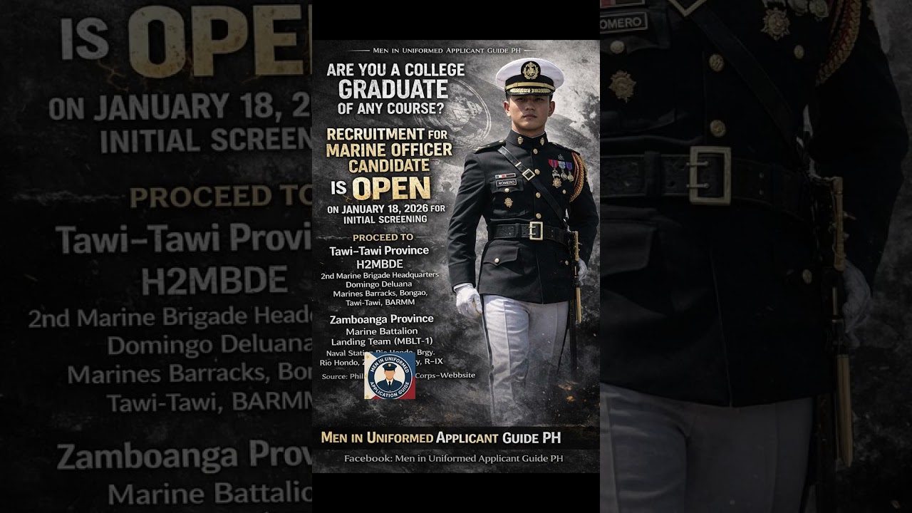 Are you a College Graduate of ANY course? -JOIN the PH Marines Officer-2026 Quota
