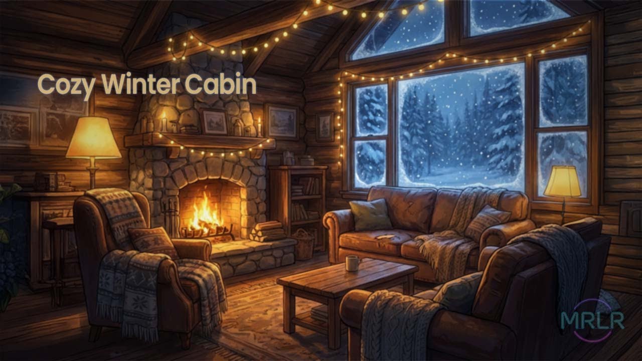 Cozy Winter Cabin 🔥 Warm Fireplace & Soft Lofi Beats for Relax, Study & Sleep | 1 Hour