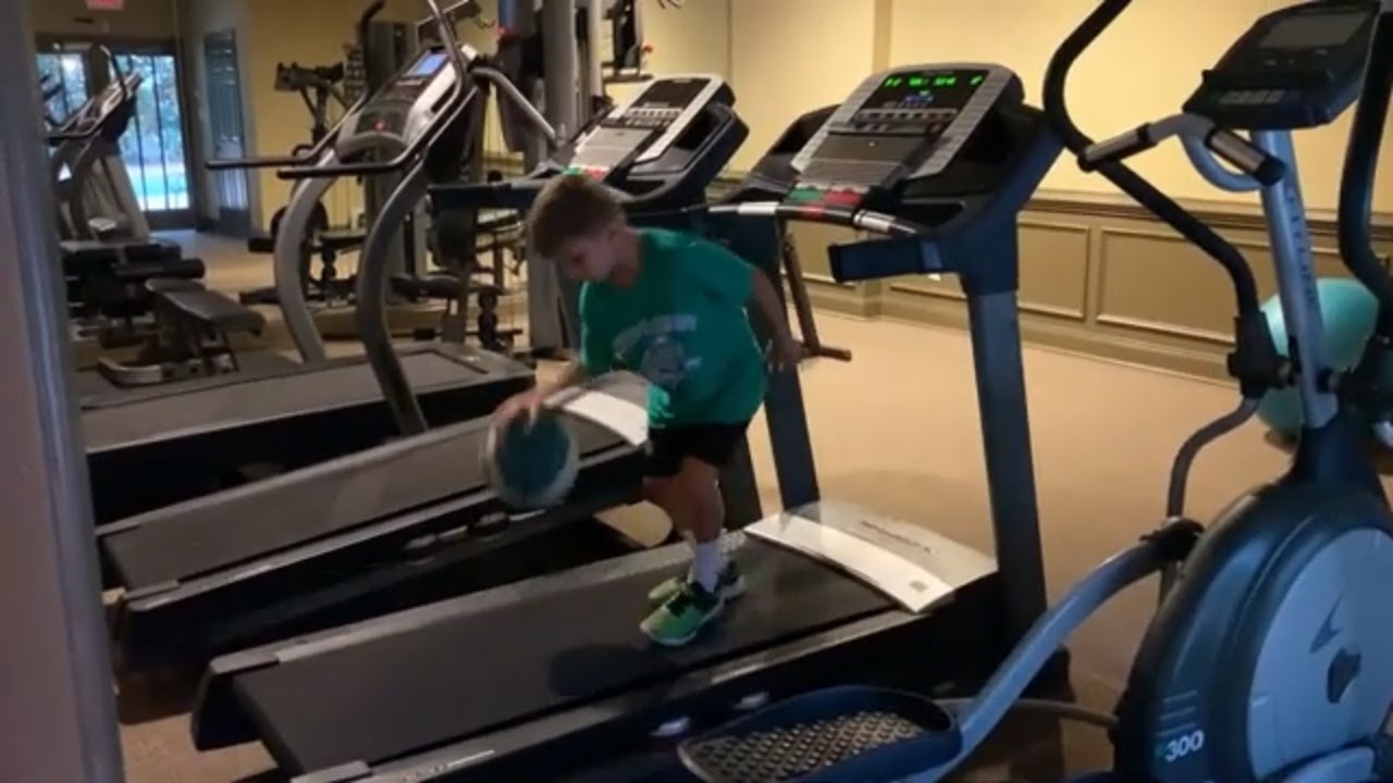 Atlanta Boy Showcases Basketball Dribbling Skills on Moving Treadmills