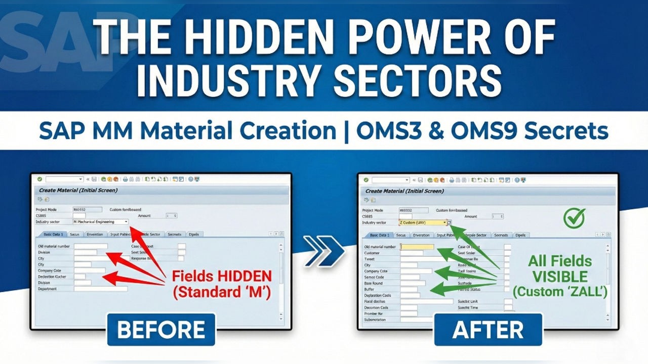SAP MM01: How Industry Sector Controls Hidden Fields (OMS3 & OMS9)