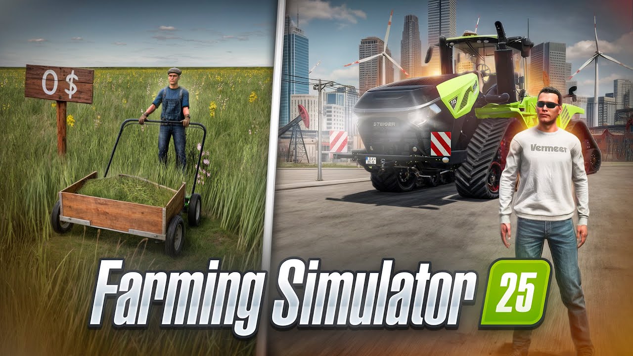 Выживаю на плоской карте и строю город Farming Simulator 25