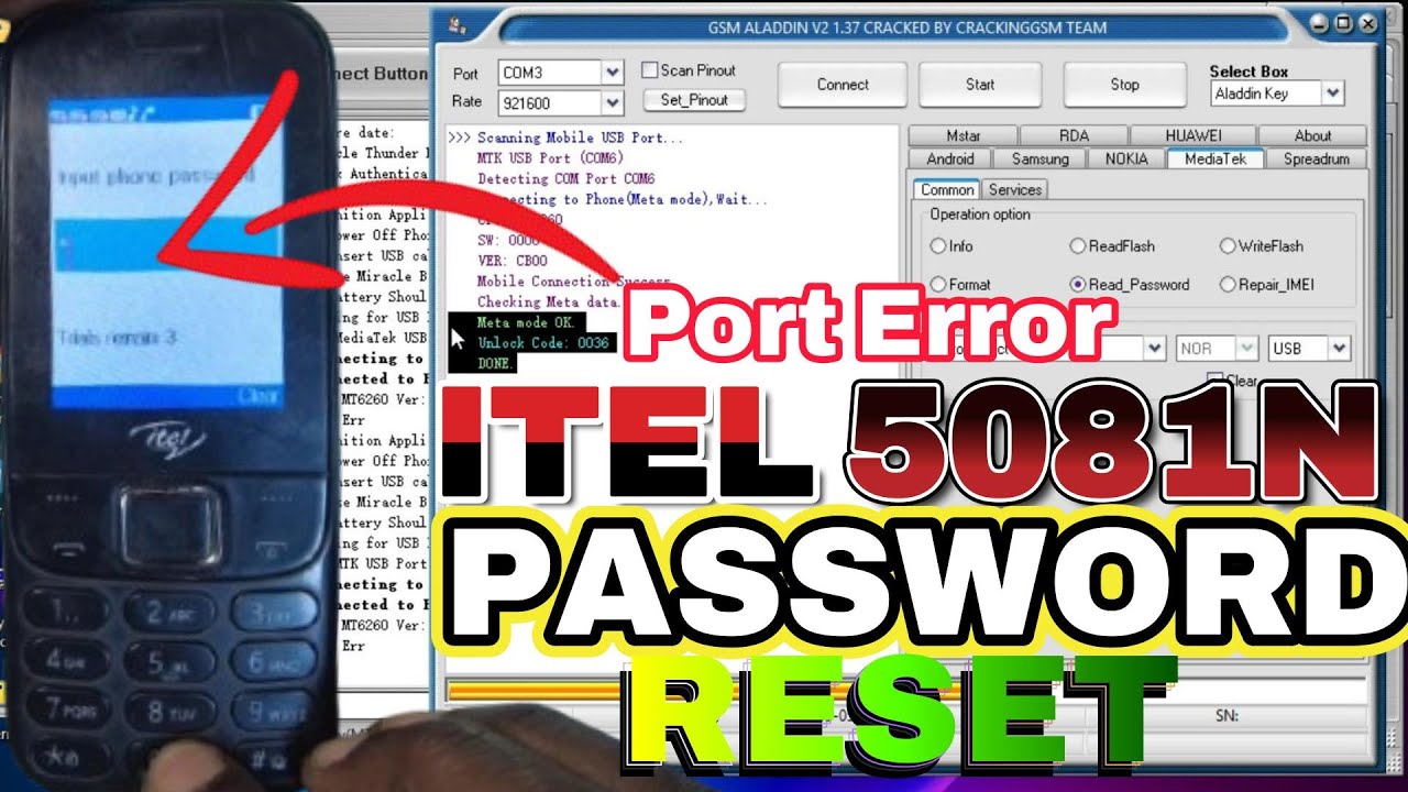 itel it5081N Port Error password reset. itel 2160 | 5081N MTK Wrong Password Reset Miracle Box Crack