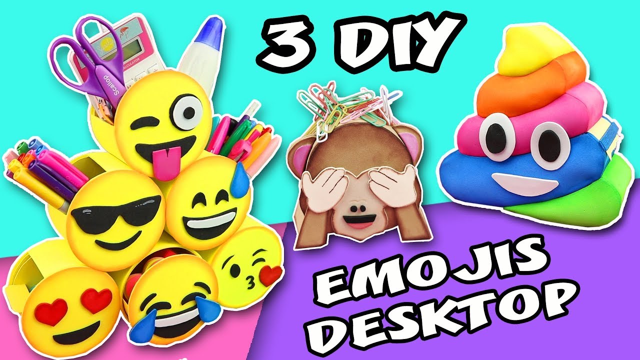 3 DIY EMOJIS DESKTOP - BACK TO SCHOOL - ORGANIZER SCHOOL SUPPLIES | aPasos Crafts DIY