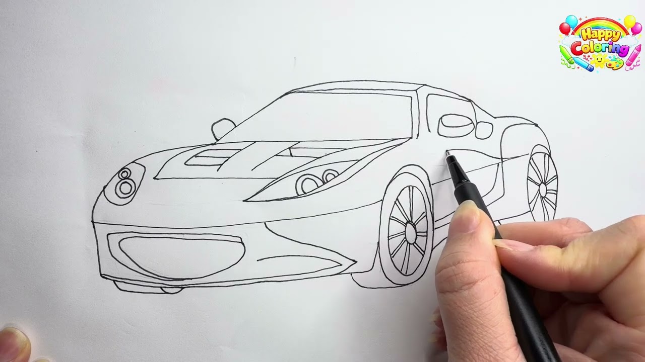 Orange Sports Car Drawing & Coloring Tutorial 🧡🚗 | Easy Car Art for Kids.