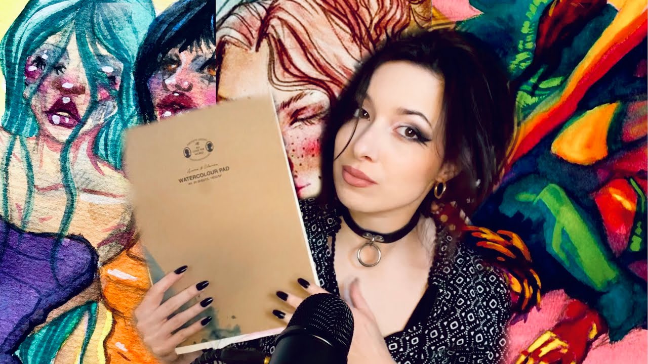 ASMR Watercolor Sketchbook Tour! 🎨 whispering, tapping, page turning