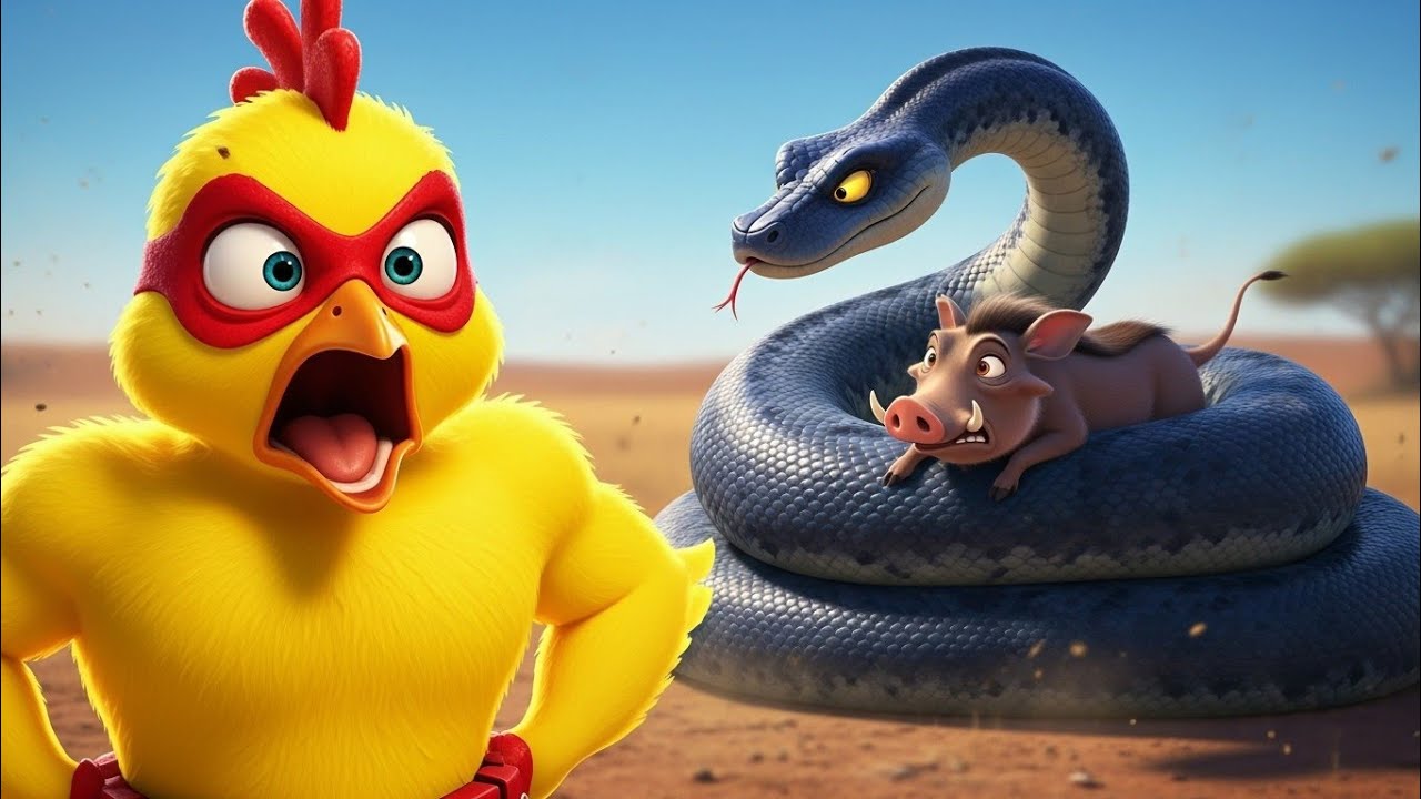 Giant Python vs Baby Warthog | Chick Man’s Brave Rescue #cartoon