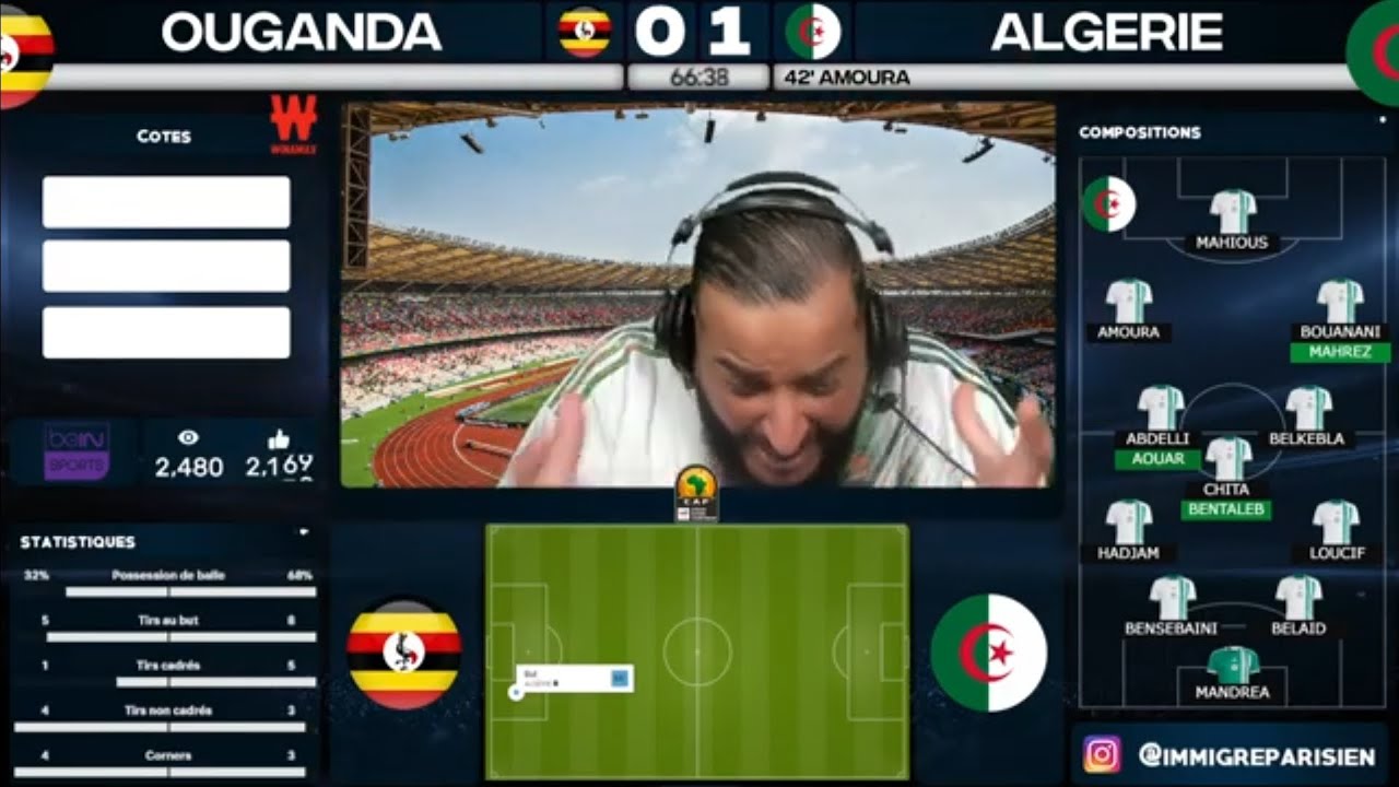 Ouganda (1-2) Algérie La réaction de l'immigré parisien lors du bug.😂