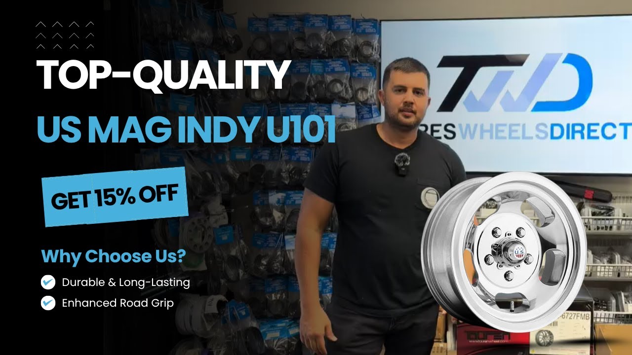 US Mag Indy 15x7 Polished Wheel | -5mm Offset | 5x114.3 Bolt Pattern | Tires and Wheels Direct