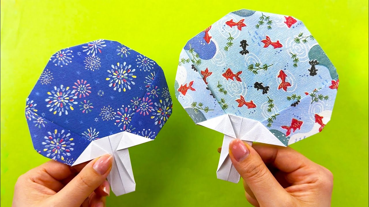 【折り紙】１枚で簡単‼うちわ✨How to make uchiwa#扇子#せんす#夏#うちわ#पंखा#fan#風#부채#uchiwa#折り方#おりがみ#origami#折纸#종이접기#DIY#作り方