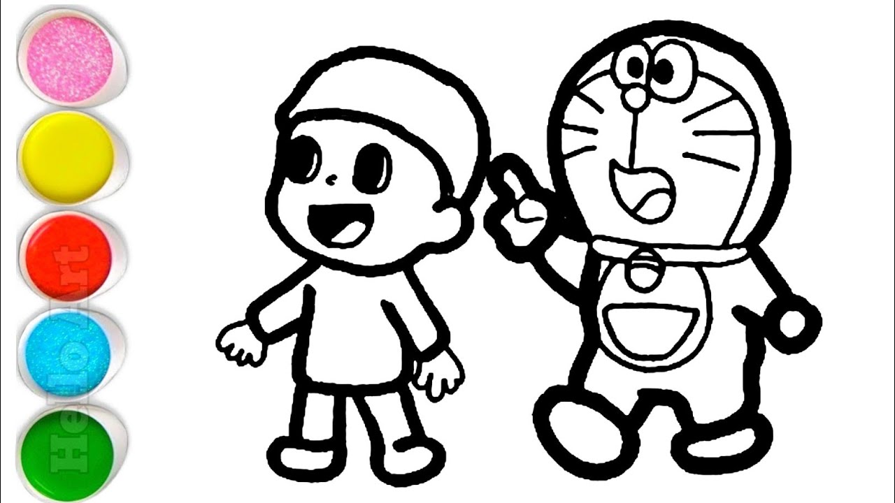 Beautiful Doraemon and Pocoyo Drawing, Painting and Coloring For Kids and Toddlers_ Easy Drawing