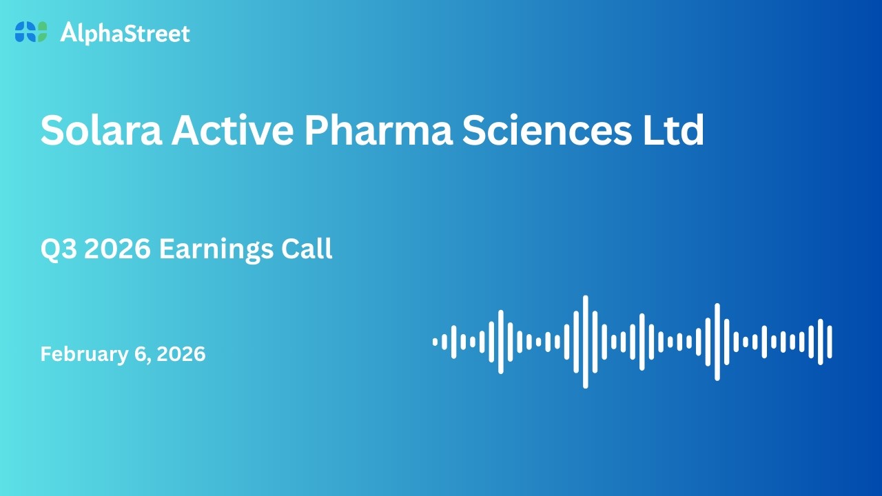 Solara Active Pharma Sciences Ltd Q3 FY2025-26 Earnings Conference Call