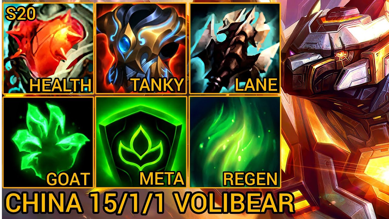 Volibear MVP Baron Lane S Rating 15/1/1 - China Wild Rift New Meta Build & Runes By Tiarty