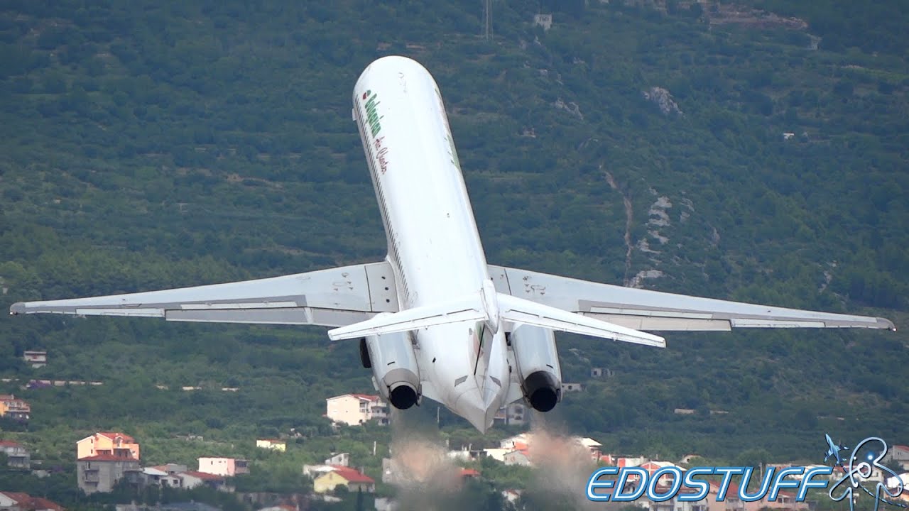 MD-82 Very Steep Takeoff from Split Airport!
