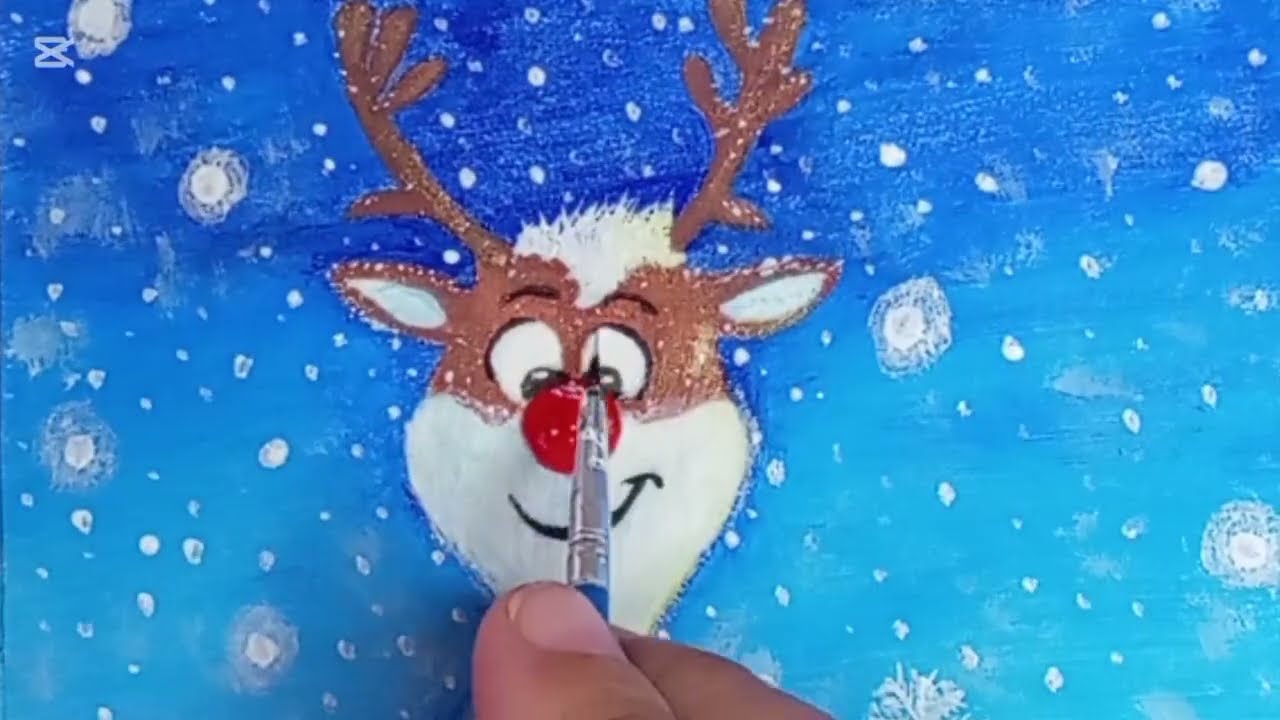 ✨This Reindeer Will Steal Your Heart ❤️🦌#artshorts #christmasart #festiveart #art
