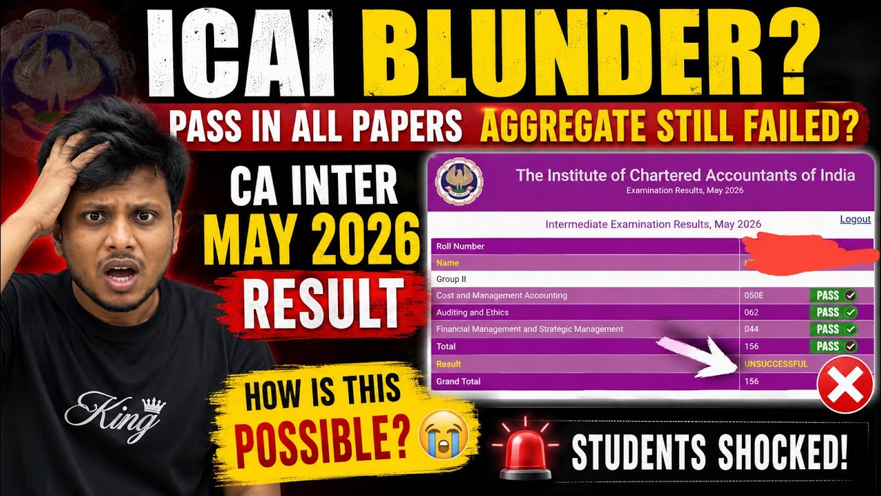 ICAI Blunder? | PASS In All Papers & Aggregate But Still Failed: CA Inter May 2026 Result