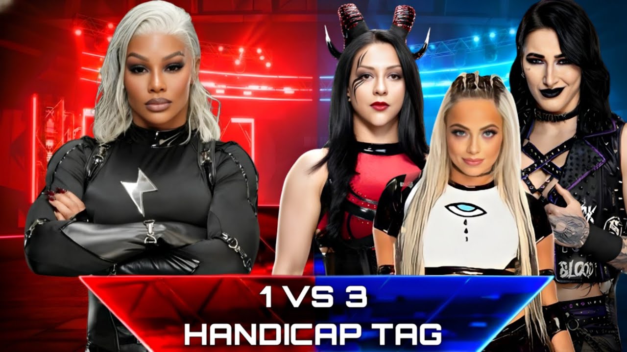 WWE 2K25 - 1 VS 3 Handicap Tag Match | Jade Cargill VS Stephanie vaquer & Rhea Ripley & Liv Morgan 