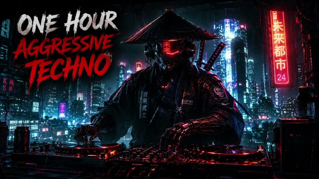 1 Hour Aggressive Techno Mix ⚡️ Cyberpunk Industrial Beats for Night Drive