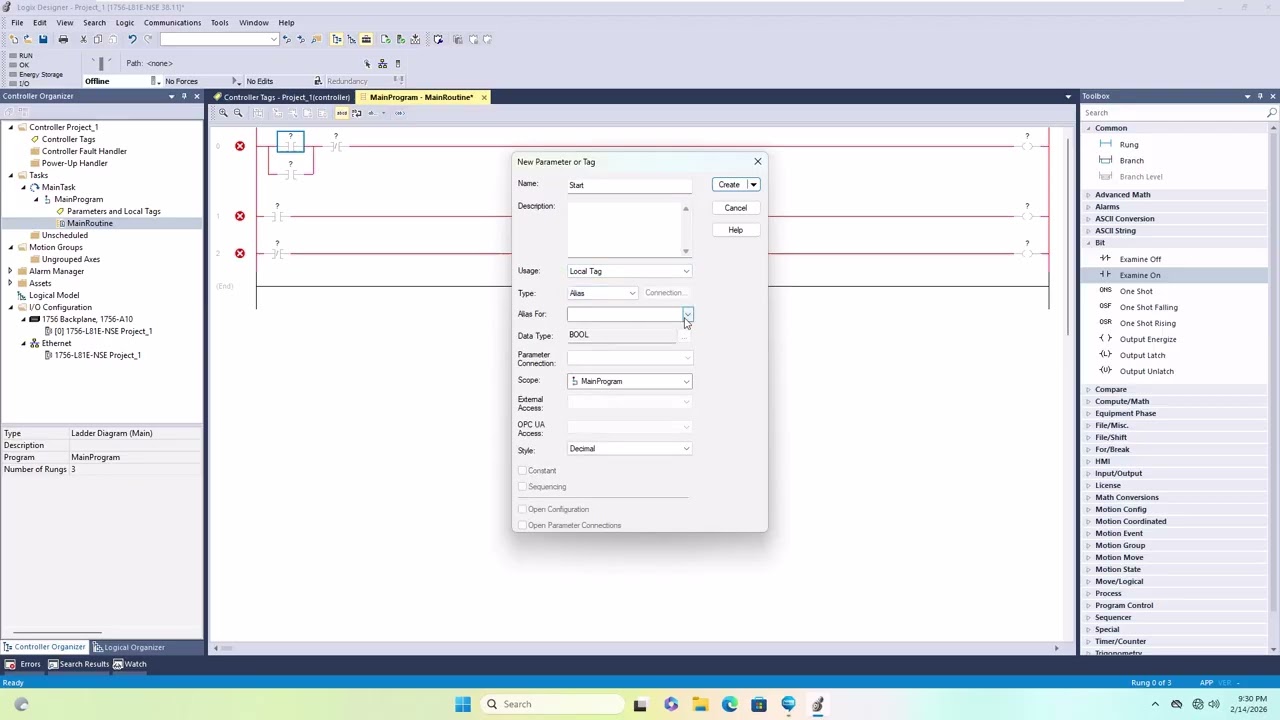 PLC programming with Studio 5000 38 01 00 and simulation with FactoryTalk Logix Echo 4 00 00
