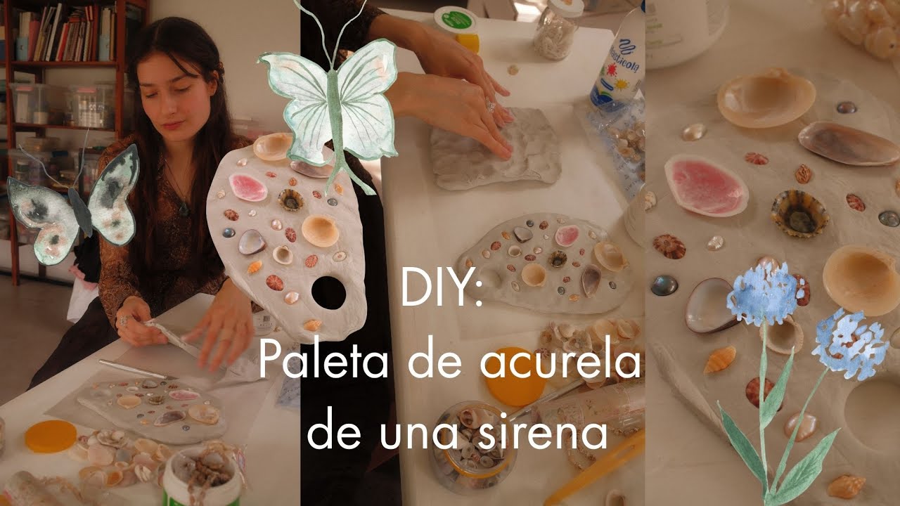 DIY: como hacer una paleta de acuarela digna de una sirena, usando caracoles marinos y perlas.