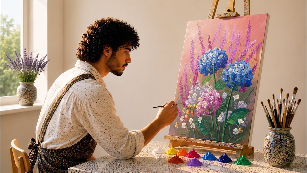 Beautiful Floral Acrylic Painting | Easy Acrylic Flower Painting Tutorial #213